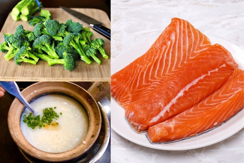 2 cách nấu cháo cá hồi bông cải xanh cho bé ăn dặm giàu dinh dưỡng